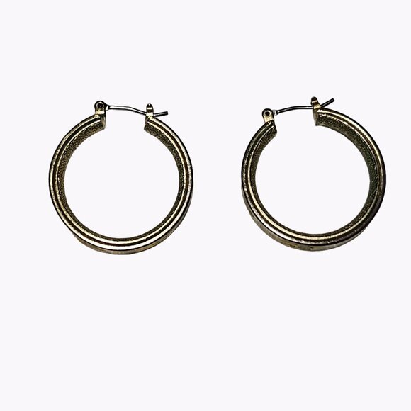 Gold Tone Hoop Drop Earrings Etched Evening Elegant Fashion Jewelry Women - Picture 2 of 4